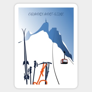 Chamonix Aiguille du Midi skis leewarddesign Sticker